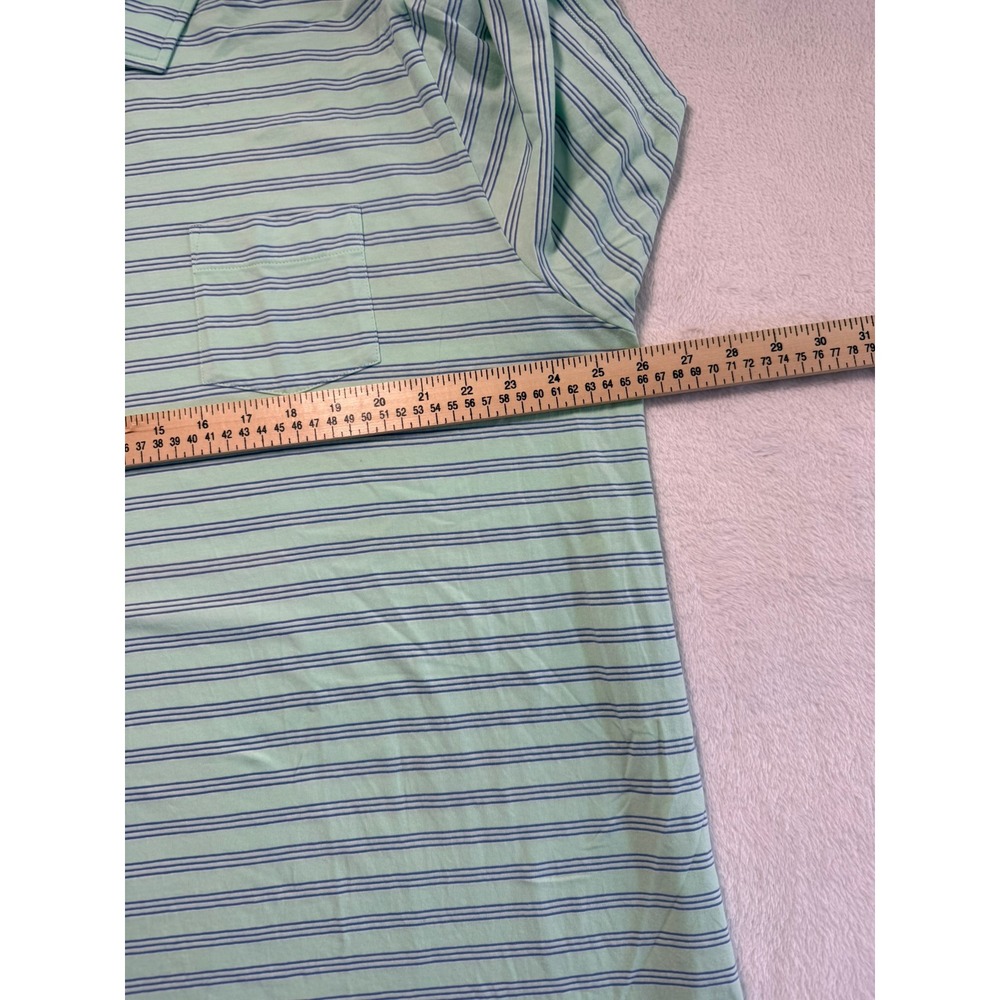 Peter Millar Mens Seaside Wash Pocket Polo Shirt XXL Green Blue Stripe MS19K74P - Picture 5 of 6